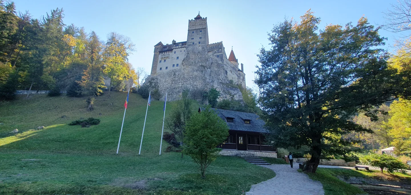 Bran Castle above its park in Brașov County